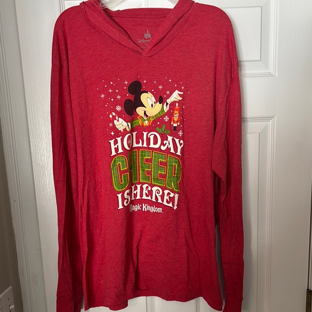 Disney Red Long Sleeve Holiday Cheer Tee